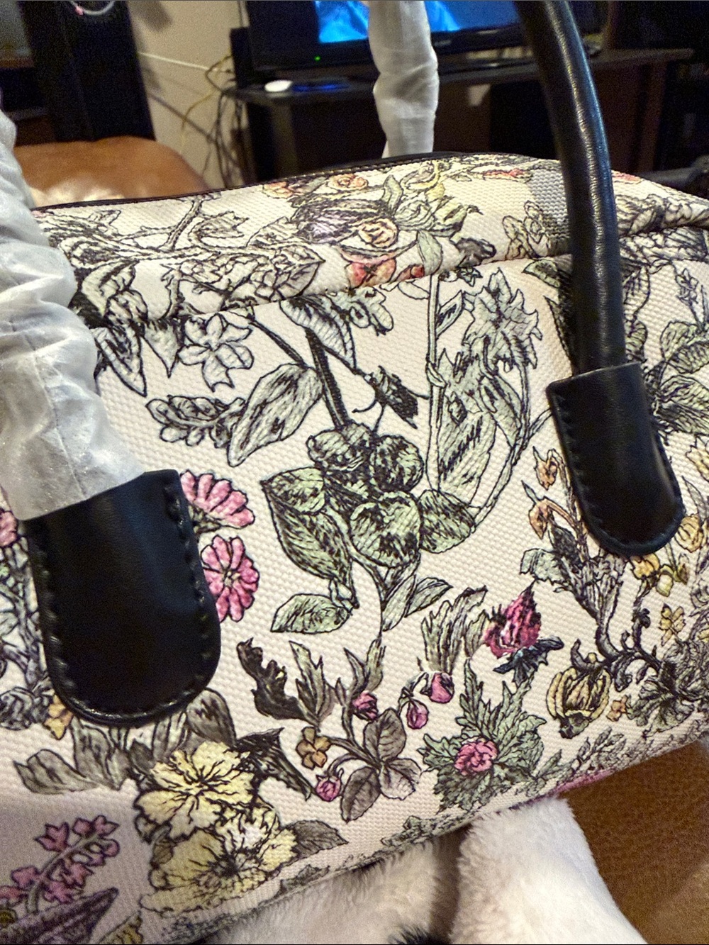 Brand new Floral Print Dome Satchel Handbag - Pink - Picture 6 of 6